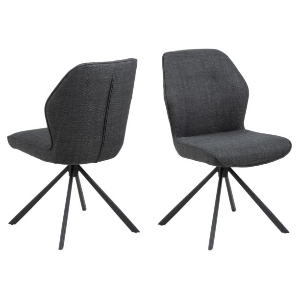 Freja spisebordsstol med drejefod i mrkegrt mbelstof