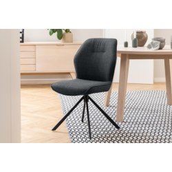 Freja spisebordsstol med drejefod i mrkegrt mbelstof