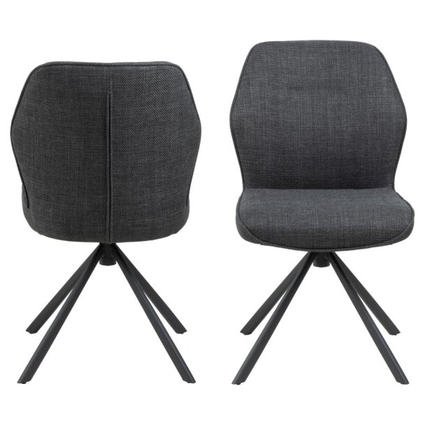 Freja spisebordsstol med drejefod i mrkegrt mbelstof