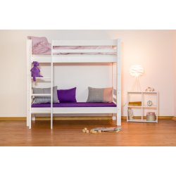 Køjeseng, junior 70 x 160 cm, hvid, delbar, lige stige, 25 års garanti, Scanliving Premium