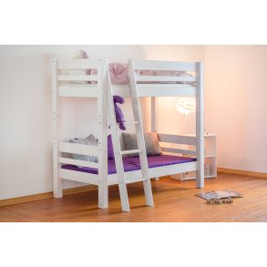 Kjeseng, junior 70 x 160 cm, hvid, delbar, skr stige, 25 rs garanti, Scanliving Premium