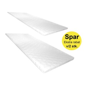 King Plus 2 stk vendbar topmadras med koldskum 90 x 200  x6 cm med quiltet betrk.