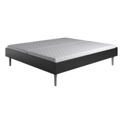 Krone dobbeltseng, sort lakkeret MDF, vlg mellem tr-eller metalben. 