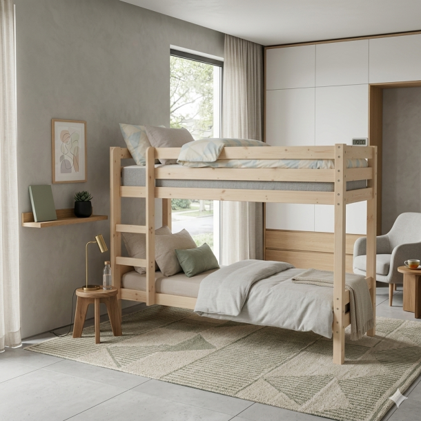 K�jeseng 90 x 200 cm inkl. lamelbunde og 2 ergonomiske springmadrasser