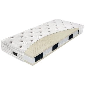 Krone springmadras med 7 zoner og indbygget topmadras i latex bredder 70 - 140 cm