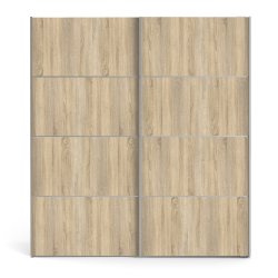  Modena garderobeskab medege look skydedre og hvide sider 180 cm bredt 