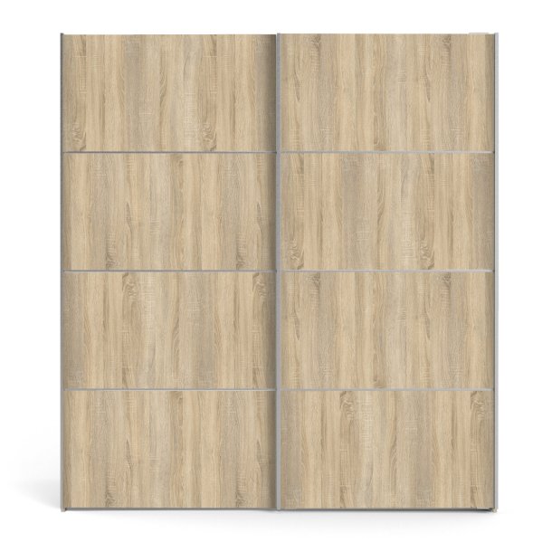  Modena garderobeskab medege look skydedre og hvide sider 180 cm bredt 