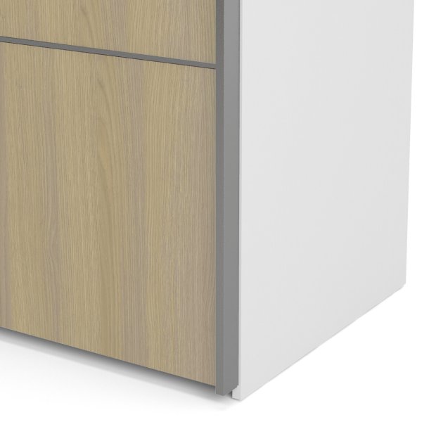  Modena garderobeskab medege look skydedre og hvide sider 180 cm bredt 