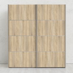  Modena garderobeskab medege look skydedre og hvide sider 180 cm bredt 