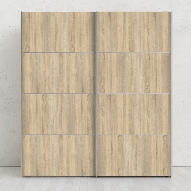  Modena garderobeskab medege look skydedre og hvide sider 180 cm bredt 