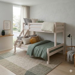 Familie k�jeseng til voksne og b�rn 120/70 x 200 cm inkl. lamelbunde, model Oslo