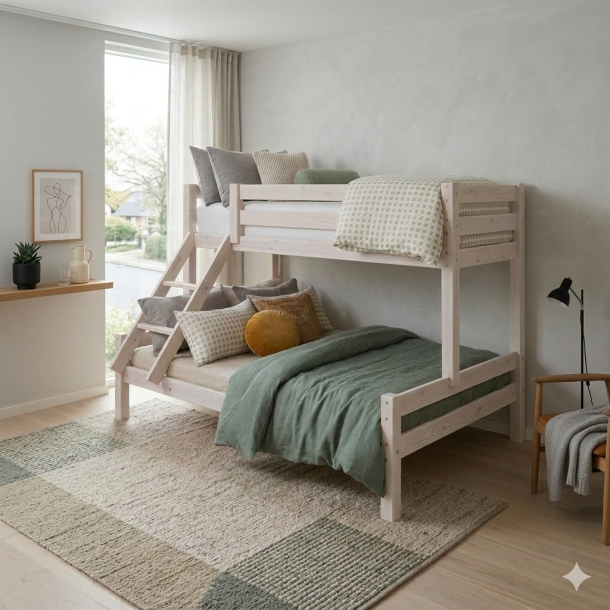 Familie k�jeseng til voksne og b�rn 120/70 x 200 cm inkl. lamelbunde, model Oslo