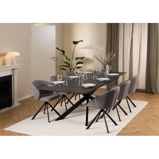 Pippi spisebordsstol med drejefod i lysgrbrun mbelstof