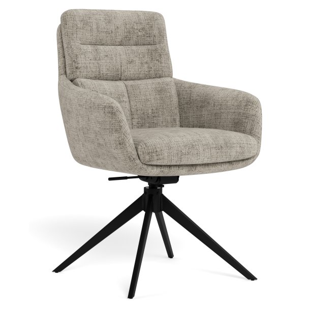  Spisebordsstol med arml�n, vippe funktion og retur drej, lys gr� m�belstof