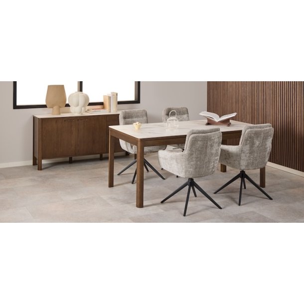  Spisebordsstol med arml�n, vippe funktion og retur drej, lys gr� m�belstof