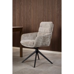  Spisebordsstol med arml�n, vippe funktion og retur drej, lys gr� m�belstof