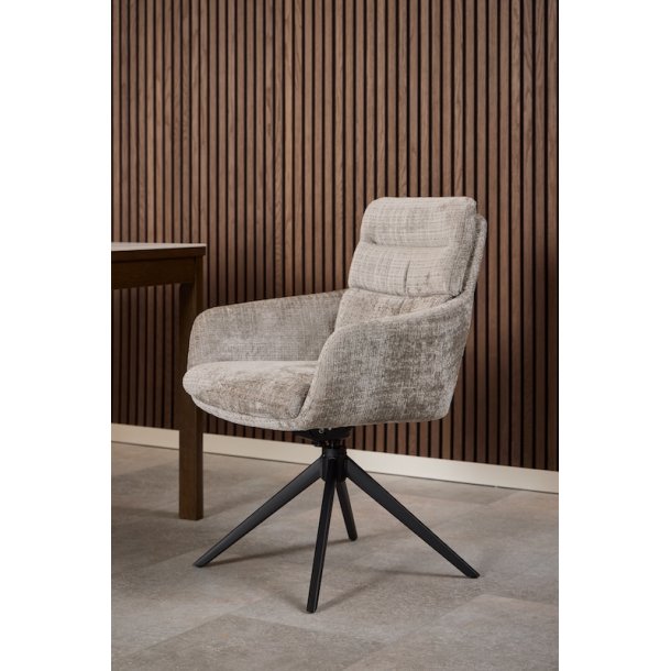  Spisebordsstol med arml�n, vippe funktion og retur drej, lys gr� m�belstof