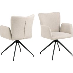  Sofie spisebordsstol med armln og drejefod i lys beige mbelstof