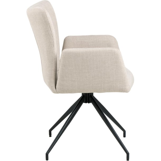  Sofie spisebordsstol med armln og drejefod i lys beige mbelstof