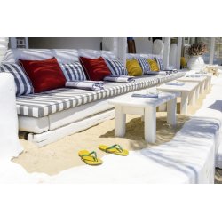 Vandafvisende bl/hvid stribet 