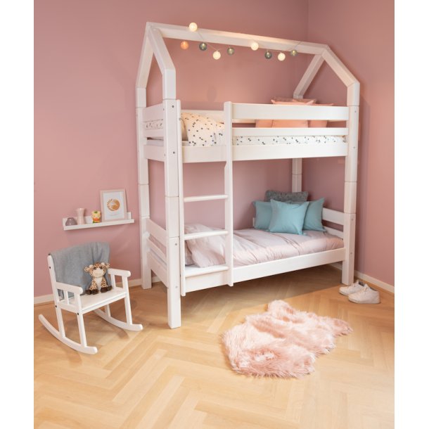 Køjeseng, junior 70 x 160 cm, hvid, delbar, lige stige, 25 års garanti, Scanliving Premium