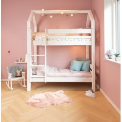Køjeseng, junior 70 x 160 cm, hvid, delbar, lige stige, 25 års garanti, Scanliving Premium