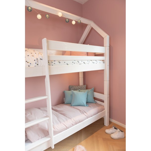 Køjeseng, junior 70 x 160 cm, hvid, delbar, lige stige, 25 års garanti, Scanliving Premium