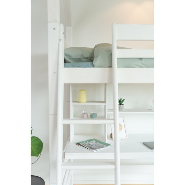 Hjseng 90 x 200 cm, hvid, skr stige, 25 rs garanti, Scanliving Premium