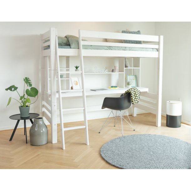 Hjseng 70 x 200 cm, hvid, skr stige, 25 rs garanti, Scanliving Premium