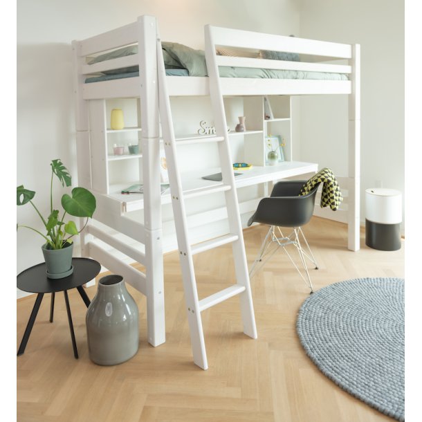 Hjseng 70 x 200 cm, hvid, skr stige, 25 rs garanti, Scanliving Premium