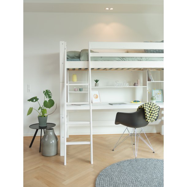 Hjseng 70 x 200 cm, hvid, skr stige, 25 rs garanti, Scanliving Premium