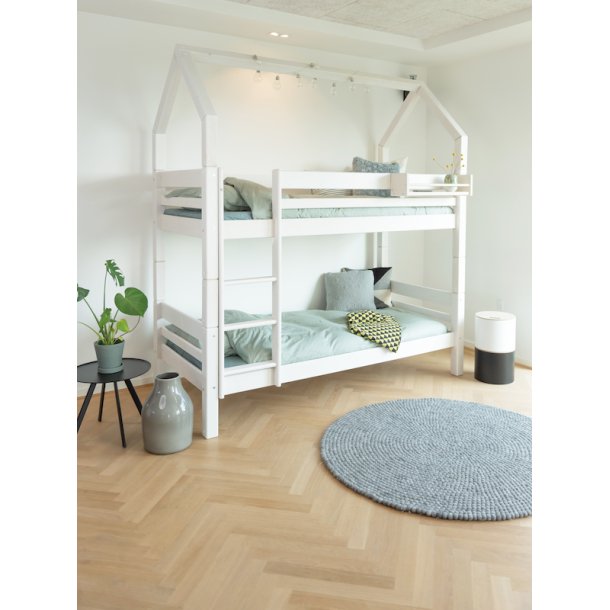 Hjseng 70 x 200 cm, hvid, skr stige, 25 rs garanti, Scanliving Premium