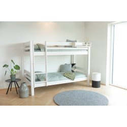Køjeseng 70 x 200 cm, hvid, delbar, lige stige - 25 års garanti, Scanliving Premium