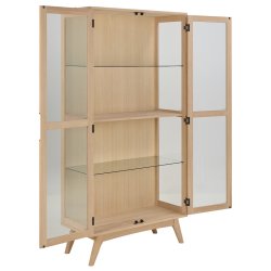 Vitrineskab, model Ambrosius 94 cm i hvidolieret egetr�sfiner med 2 glasd�re og 4 hylder.