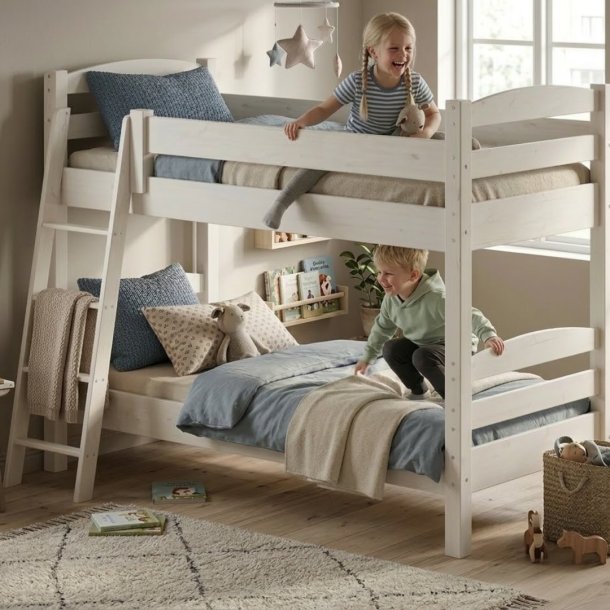 K�jeseng, kraftig til voksne og b�rn 90 x 200 cm inkl. lamelbunde, hvidpigmenteret, model Admiral