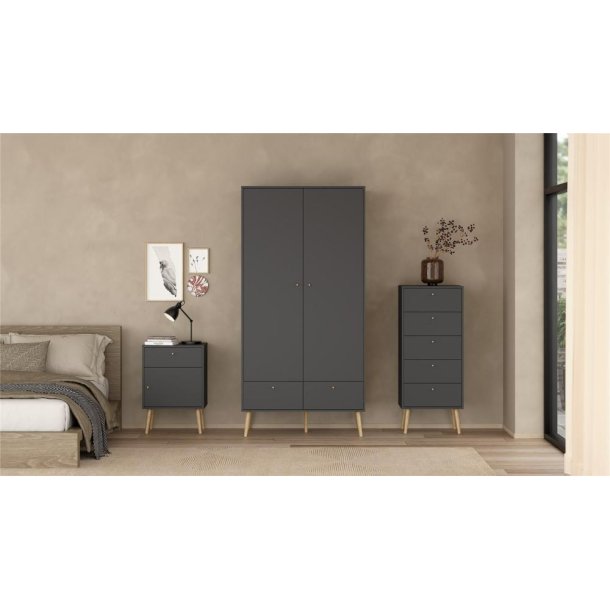  Esbjerg kommode 5 skuffer i mat sort