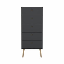  Esbjerg kommode 5 skuffer i mat sort
