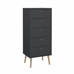  Esbjerg kommode 5 skuffer i mat sort
