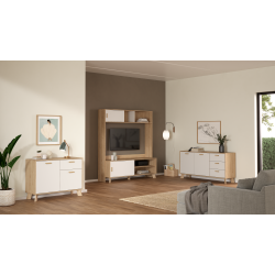 Estate sknk i hvid egelook 147 cm med 2 lger og 3 skuffer