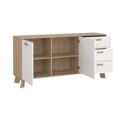 Estate sknk i hvid egelook 147 cm med 2 lger og 3 skuffer