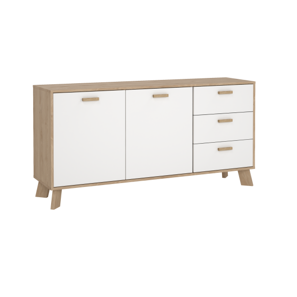 Estate sknk i hvid egelook 147 cm med 2 lger og 3 skuffer