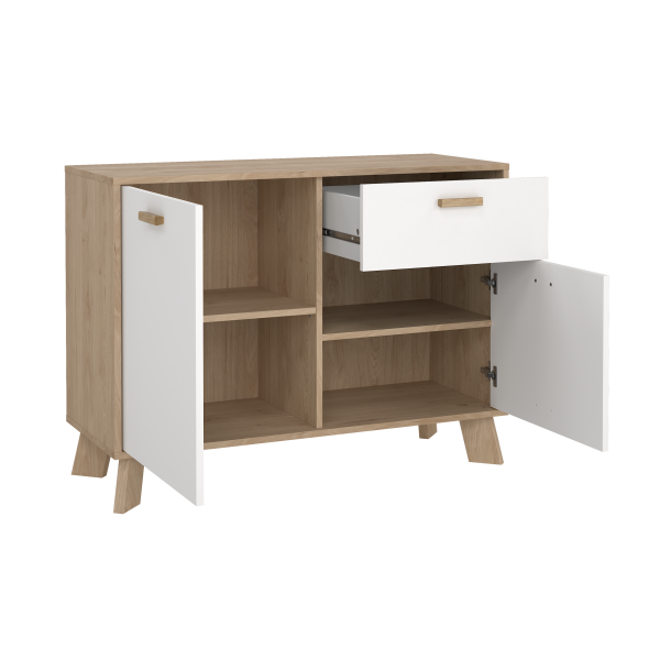 Estate sknk i hvid egelook 99 cm med 2 lger og 1 skuffe