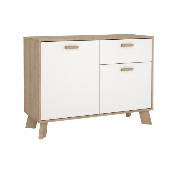 Estate sknk i hvid egelook 99 cm med 2 lger og 1 skuffe