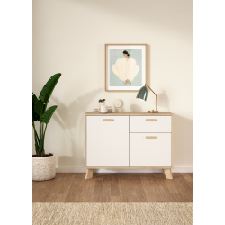 Estate sknk i hvid egelook 99 cm med 2 lger og 1 skuffe