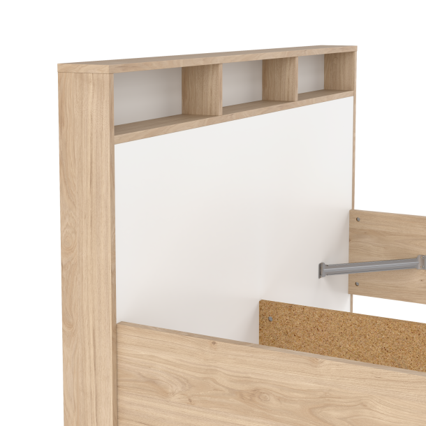 Estate dobbeltseng 140 x 190 cm i hvid egelook m hovedg�rde