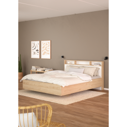 Estate dobbeltseng 140 x 190 cm i hvid egelook m hovedg�rde