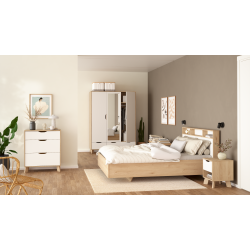 Estate dobbeltseng 160 x 200 cm i hvid egelook m hovedg�rde