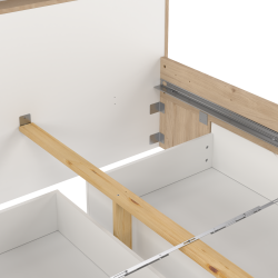 Estate dobbeltseng 140 x 200 cm i hvid egelook m hovedg�rde og opbevaring 