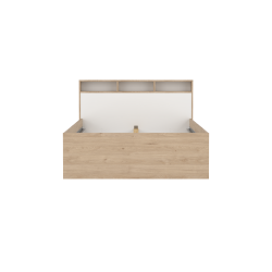 Estate dobbeltseng 140 x 200 cm i hvid egelook m hovedg�rde og opbevaring 