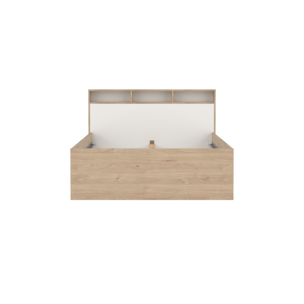 Estate dobbeltseng 140 x 200 cm i hvid egelook m hovedg�rde og opbevaring 